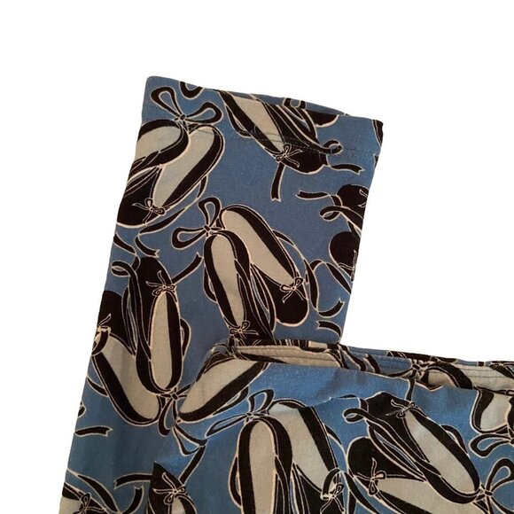 LULAROE LLR TALL & CURVY BLUE BALLET SLIPPERS‎ DANCE TC LEGGINGS Buttery Soft - Picture 5 of 7